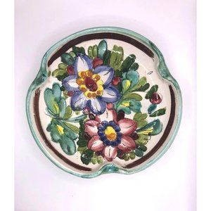 Vintage Italian Handmade / Painted Ceramic Trinket Dish Pottery / Ashtray Flower